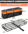 53 Inches by 19 Inches Hitch Cargo Carrier Basket With 500 Lb Capacity, Includes Hitch Stabilizer, Waterproof Bag, Net and Straps