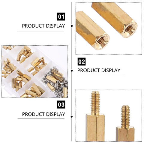 180 Pcs M2.5 Brass Hex Standoff And Nut Kit, Copper Column Spacers For PCB Boards, Mount Between PCBs And Machinery, Go-To Pro Grade Industrial Metric Bolts Fastener Set. Brass PCB standoffs in organizer trays