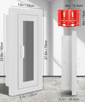 Recessed Fire Extinguisher Wall Cabinet In Galvanized Steel For 10 Lb Extinguishers, Magnetic Door, White Acrylic High Position Sign