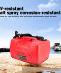 Three Gallon Portable Boat Gas Tank 12L Marine Gas Tank With Marine Fuel Line Connector Hose on beach, corrosion-resistant