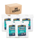 Bulk Terry Cloth Cleaning Rags 300 Pack, 14x17 Inch 100% Cotton Towels, packaged in six bags, displayed with shipping box for kitchen use.