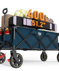 Side view of the Extended 51 Inch Collapsible Wagon Cart With 500 Lb Load Capacity And 400L Storage loaded with items.