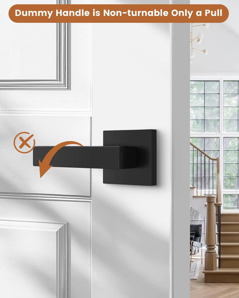 Pack Of 10 Square Dummy Door Levers For Closets And French Doors Non Turning Pull Only Handles In Black Finish Easy Install Durable Matte Black Dummy Door Levers on white door