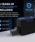 Slick Dual Sided ID Card Printer Delivers Straight Photo Quality Prints At 300 By 600 DPI with TotalCare protection features.
