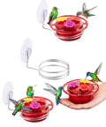 Window Hummingbird Feeder Three Pack With Strong Suction Cup And Stainless Steel Base, 3.4 Oz Capacity Per Feeder