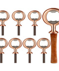 7 Piece Bulk Metal Bottle Opener Inserts And Blanks For Wood Turning DIY Craft Projects Solid Bronze threaded, featuring a wooden handle.