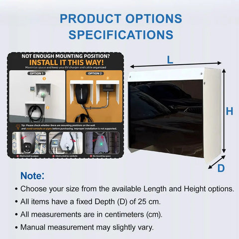Universal Ev Charger Protective Cover Outdoor Weatherproof Electric Vehicle Charging Station Enclosure design options for mounting.