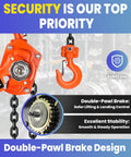 Beefy 6600 Lbs Capacity Lever Chain Hoist With 10 Ft Chain Come Along Double Pawl Brake And Upgraded Auto Chain Lead hook