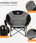 Oversized Moon Chair For Camping And Outdoors Folding Padded Saucer With Side Pocket 500 Lb Capacity Heavy Duty Steel Frame Easy Set Up