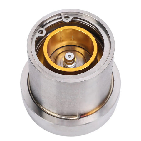 Trailer Bearing Protectors Two Pack Set For Boat Trailers 2.441 Inch Diameter Beefed Up Stainless Steel Aluminum Alloy Wheel Bearing Protectors With Auto Check Lubrication Cap And Protective Bra close-up view