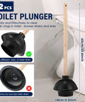 Heavy Duty Rubber Toilet Plunger 12 Pack with Long Wooden Handle and Smooth Suction Cups for Stubborn Clogs in Bathrooms