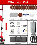 Effortless Electric Drywall Sander Kicks The Dusty Mess To The Curb While Handling Stubborn Popcorn Ceilings And Prepping Walls Like A Boss Using Integrated Vacuum Power with accessories.