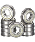 HiPicco FR6ZZ flanged ball bearing, 3/8 in ID x 7/8 in OD x 9/32 in wide, chrome steel, double shielded, 10 pcs
