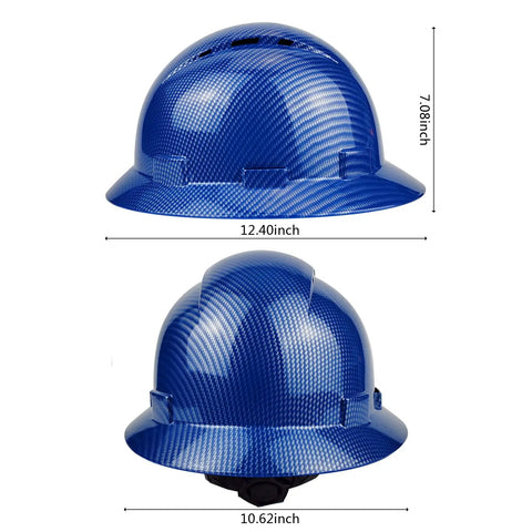 Full Brim Hard Hat For Construction Crews, OSHA Safety Helmet, Lightweight HDPE, Durable Protection, Brilliant Blue