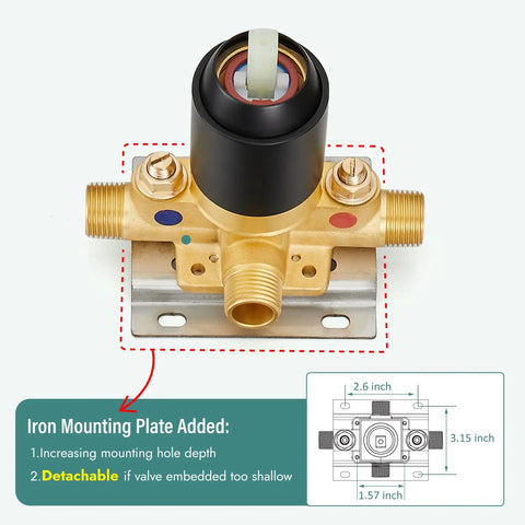 Pressure balance valve with mounting plate for 8 Inch Rainfall Shower System With Adjustable Circular Head Wall Mount Curved Extension Arm