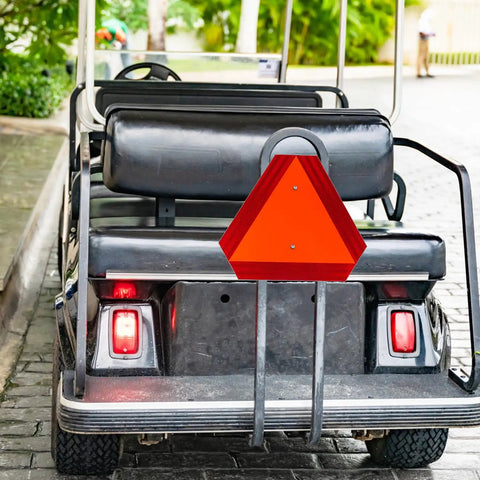 Heavy Duty Aluminum Slow Moving Vehicle Sign 14 By 16 Inches Reflective Safety Triangle Sign for Golf Carts installed