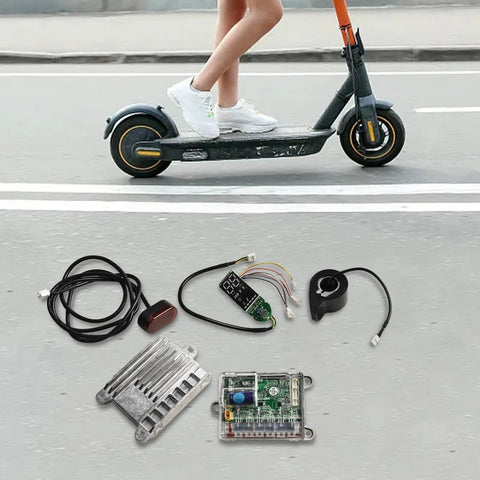 Plug And Play Electric Scooter Controller Kit 7 Piece Set With Easy Install High Performance Circuit Board for Xiaomi M365 laid out on ground