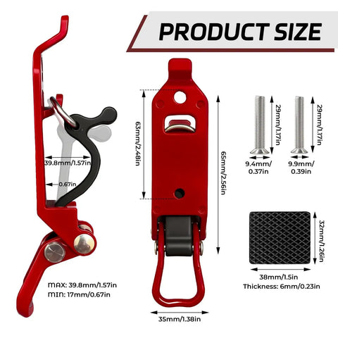 Shovel Mount For Roof Rack Kit With Quick Release Clamps And Durable Metal Rubber Mounts dimensions and components overview.