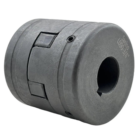 Flexible Three Piece Ljaw Coupling Set With Rubber Spider For Log Wood Splitter Bore From One Half Inch To Three Quarter Inch HT250 Cast Iron Construction Built Tough Heavy Duty Multi Flex L090 With Keyways And Dual Set Screws, 3/4 bore