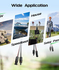 10 AWG Solar Panel Extension Cable 20 Feet Dual Conductor With Male And Female Connectors for wide applications in RV, boat, house, solar panels