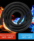 6.5Mm ID 13Mm OD Fuel Line Hose 4.9 Ft Length NBR Heavy Duty High Pressure Heat Resistant Gas And Oil Hose With 4 Clamps, coiled with high and low temperature indicators.