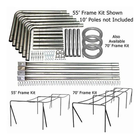 Deluxe Commercial Batting Cage Frame Kit With Arched Design, Heavy Duty Steel, 55x15.5x12 Inches shown with components