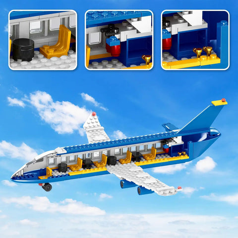 510 Piece City Passenger Airplane Building Set 6 In 1 Plane Building Blocks Toys For STEM Aircraft Bricks with detailed interiors