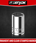 Two Piece One Quarter Inch Drive 10mm Socket Set Shallow Profile Mirror Finish CRV Steel Six Point Design For Hard to Reach Fasteners