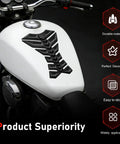Badass 3D Rubber Fishbone Motorcycle Tank Pad With Grippy Antislip Knee Grip For Universal Street Bike Fuel Tanks Custom Black on white tank