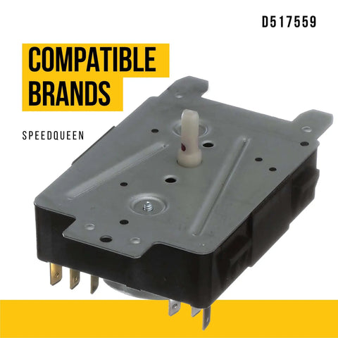 Dryer Timer Replacement D517559 For Speed Queen, ultra durable part for easy DIY install and quick fix for faulty timer.
