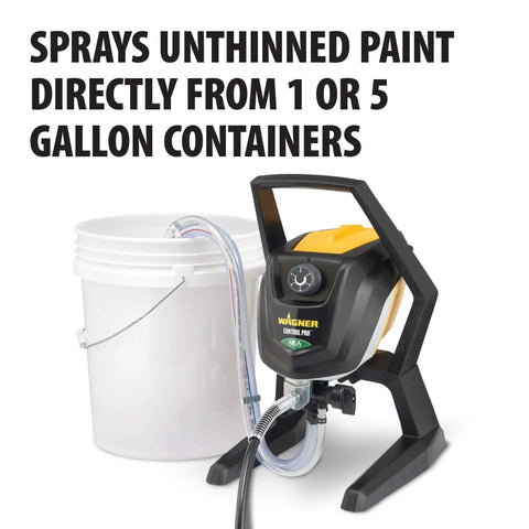Professional HEA Airless Paint Sprayer That Slashes Overspray And Delivers A Hella Smooth Finish On Walls Decks And Fences With Adjustable Pressure Controls And Fast Cleanup For Diy Crews Who Want Serious Quality Without The Hassle, with 1 and 5 gallon bucket feeding system.