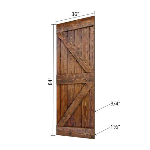 36In By 84In Solid Walnut Barn Door With Hardware Track Kit Assembly Required Full Solid Wood Construction Rustic Farmhouse Style