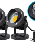 Lit 20W Outdoor COB Landscape Spotlight With Dusk To Dawn Sensor, 2000 Lumens 3000K Warm White, Dual Pack with plug cord