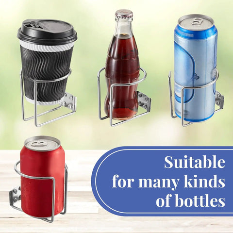 Six Pack Stainless Steel Boat Ring Cup Holders Wall Mounted Drink Holders showing variety of drink compatibility