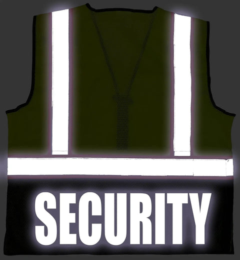 Kickass Heavy Duty High Visibility Safety Vest With Zipper Closure And Reflective Vinyl Stripes For Construction Crews S M showing reflective stripes and SECURITY text.