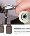 49 Piece Screw Extractor And Drill Bit Set For Removing Broken Studs Bolts Socket Screws And Fittings, showing use of a spiral extractor.