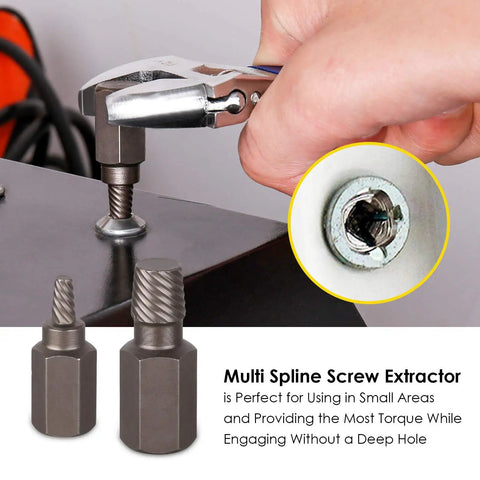 49 Piece Screw Extractor And Drill Bit Set For Removing Broken Studs Bolts Socket Screws And Fittings, showing use of a spiral extractor.