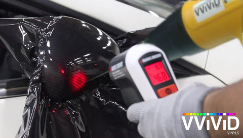 Pro Heat Gun For Auto Vinyl Wrapping With Precision Nozzle And 3M Toolkit Included 1200W Power Adjustable Temperature Dial in use