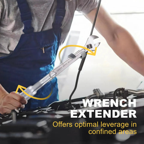 Mechanic using 2 Piece Wrench Extender Tool Set With Slim 13.4 Inch Design For Easy Leverage And Quick Access in engine bay