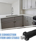 Plastic Spring Loaded Cabinet Pins Kit 50 Pack with Iron Core shown beside kitchen cabinets and faucet.