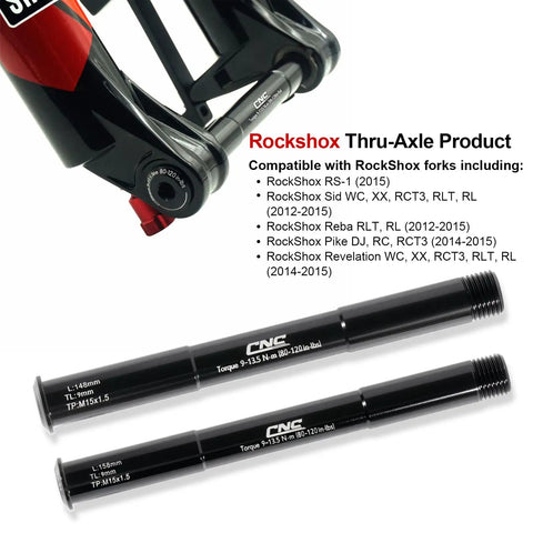 Front Thru Axle Set 15x100mm And 15x110mm Boost For RockShox Forks Aluminum Alloy with CNC branding