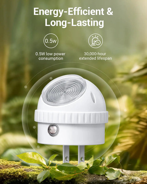 Image of Easy Plug In Dusk To Dawn Night Light With 360 Degree Rotating LED, showcasing energy-efficient design on greenery