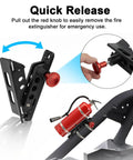Quick Release Fire Extinguisher Mount Kit Universal For Off Road Vehicles Including Jeep Wrangler Models And UTVs RZRs ATVs SUVs Trucks And RVs Easy Install No Drill With Secure Clamp And Quick Access To Fire Extinguisher showing easy release knob