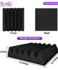 Thick Acoustic Foam Panels Knock Out Room Echoes With Badass Sound Absorption Ideal For Recording Studios And Bass Rooms, 12x12x3 inch wedge design.