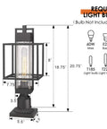 Dope Outdoor Post Light Fixture 1 Light Exterior Post Lantern With Pier Mount Base Black Finish Bubble Glass Shade Weatherproof shown with dimensions