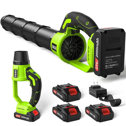 Cordless Leaf Blower With Three 21V Batteries And Fast Charger For Continuous Power Variable Speed Lightweight Handheld Beast