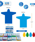 Size chart for Extra Thick Rain Ponchos Family Pack With Shoe Covers Included 10 Pack For Rainy Days And Outdoor Adventures Keeps You Dry And Shoes Clean With Anti Slip Elastic Closure No Sweat
