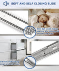 18 Inch Soft Close Drawer Slides With Ball Bearing Full Extension For Side Mount Drawers featured in smooth and quiet operation graphic.