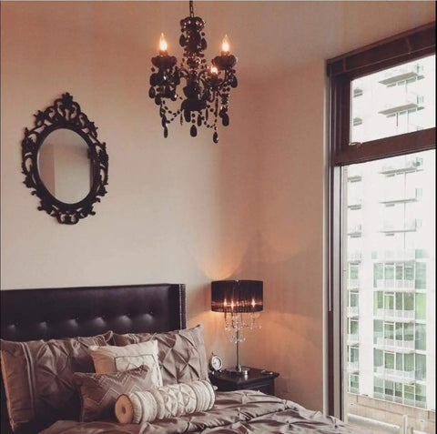 Brink House 4 Light Black Hardwire Flush Mount Chandelier With Glass Stem And Acrylic Crystals Ceiling Light Fixture For Entryway Dining Room Hallway And More Modern Black Metal Frame With Elegant Sparkle