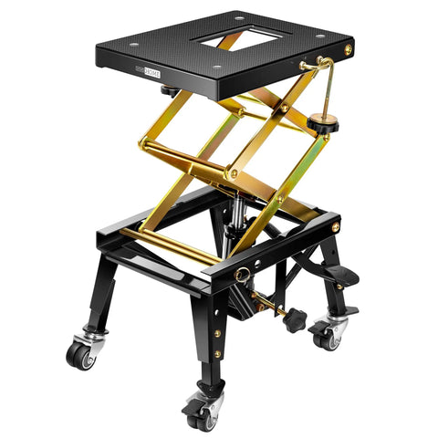 Beefy Heavy Duty Hydraulic Motorcycle Lift Jack For Dirt Bikes And ATVs, Foot Operated Scissor Stand
